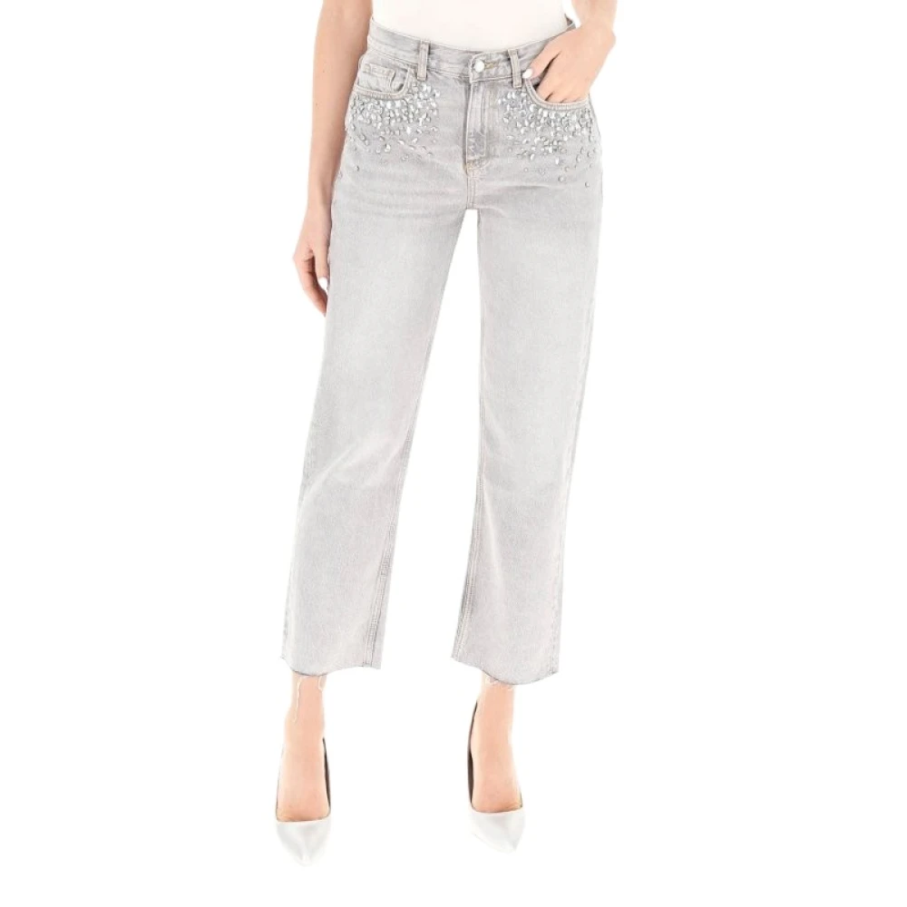 Liu Jo Donna Grigio Jeans Con Applicazioni Di Strass