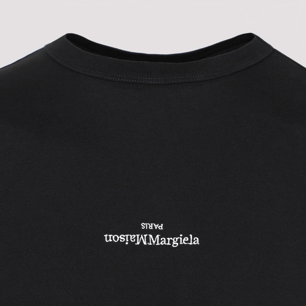 Maison Margiela Zwart Logo Katoenen T-shirt Black Heren