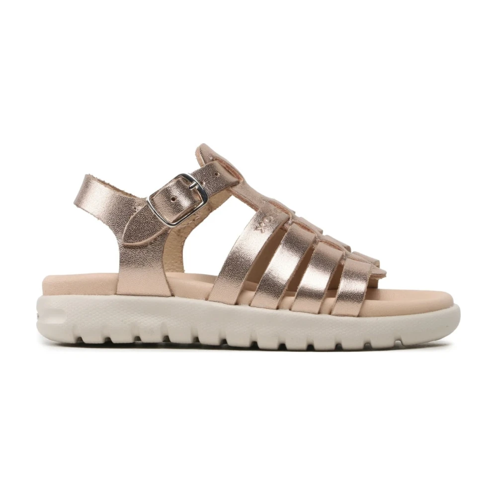 Geox Girls Gray Kids Sandals, 31 Eu, Metallic Sandals Soleima