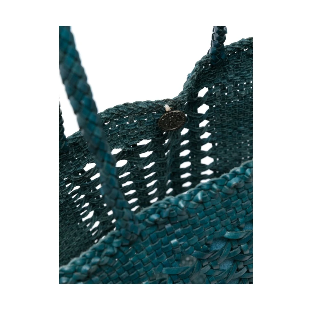 Dragon Diffusion Blauwe Leren Gevlochten Handtas Blue Dames