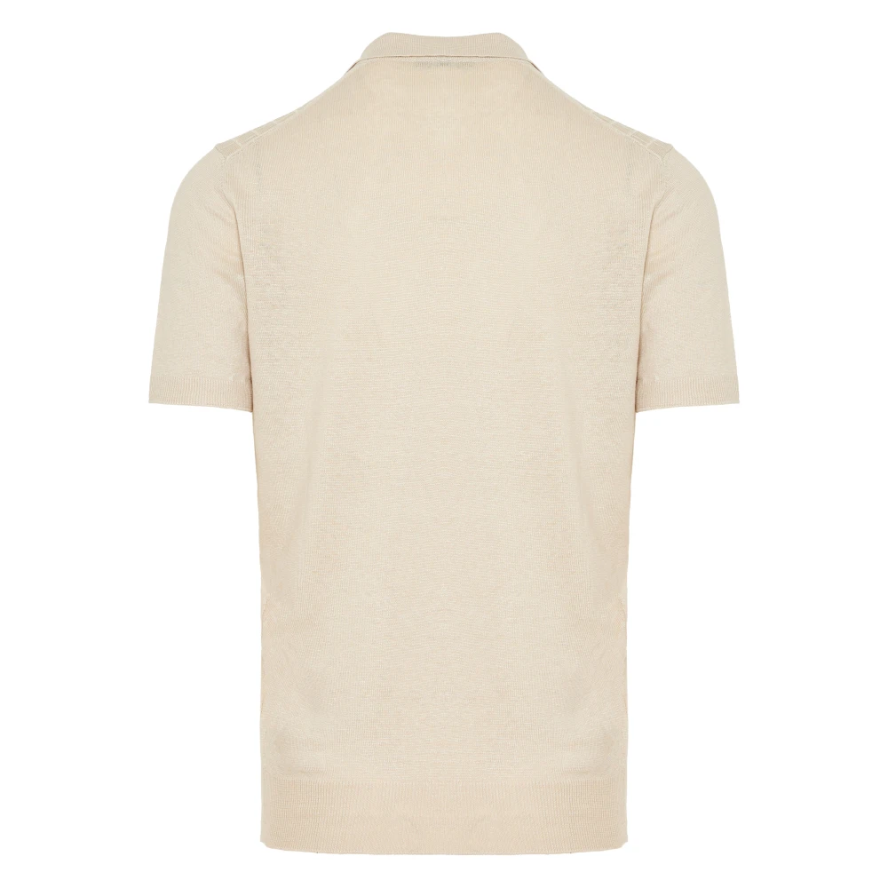 Corneliani Geribbelde Linnen Poloshirt Beige Heren