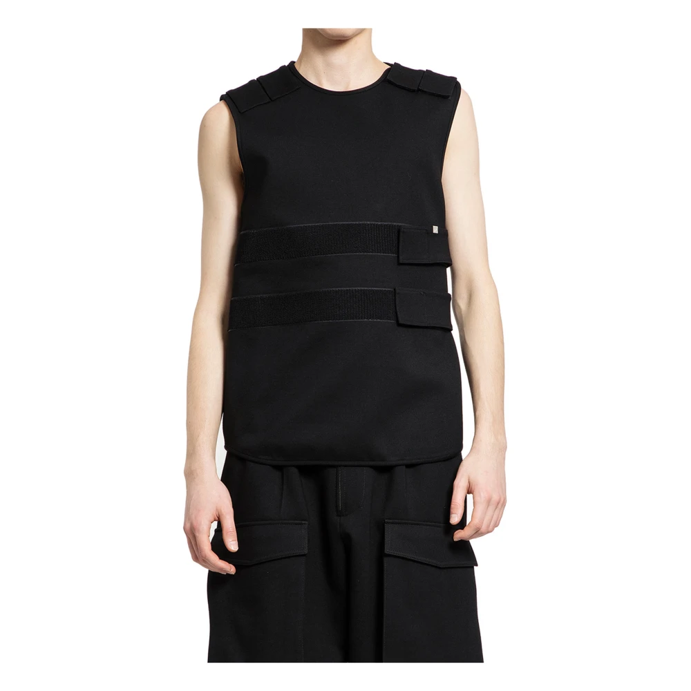 Helmut Lang Zwarte Armor Vest met Velcro Banden Black Heren