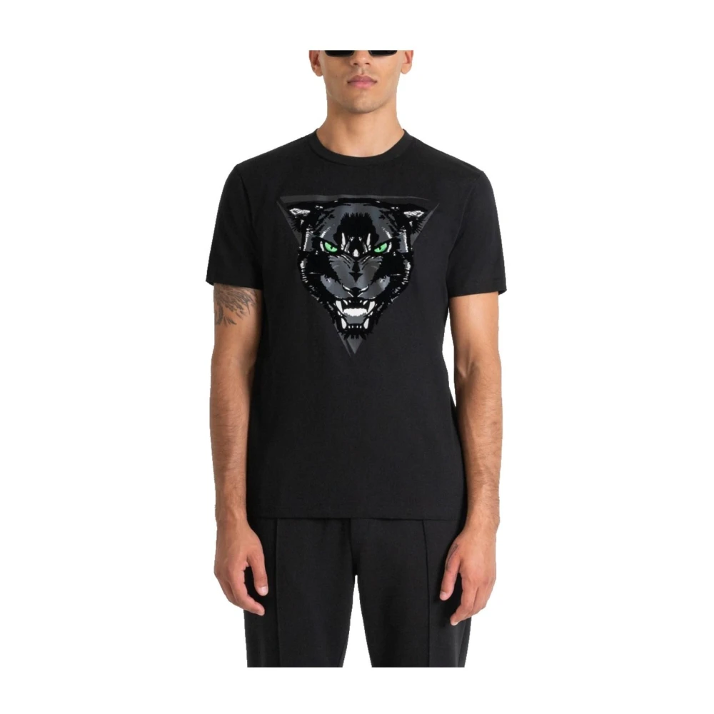 Antony Morato Zwarte Panther Print T-shirt Black Heren