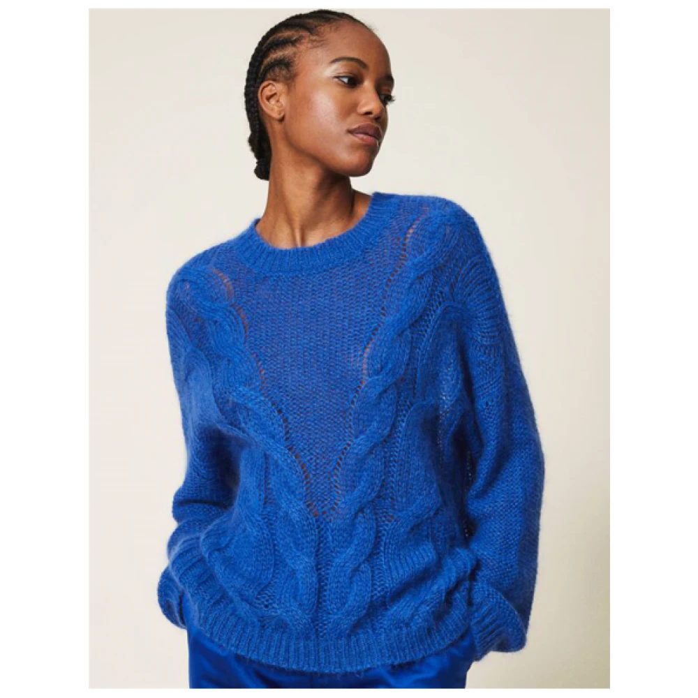 Twinset Donkerblauwe Mohair Trui Blue Dames