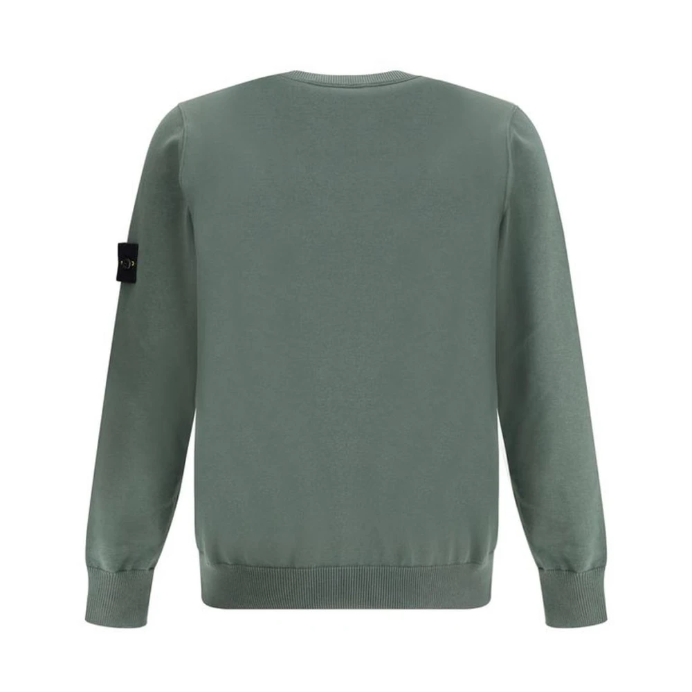 Stone Island Monogram Patch Katoenen Crew Neck Sweater Green Heren