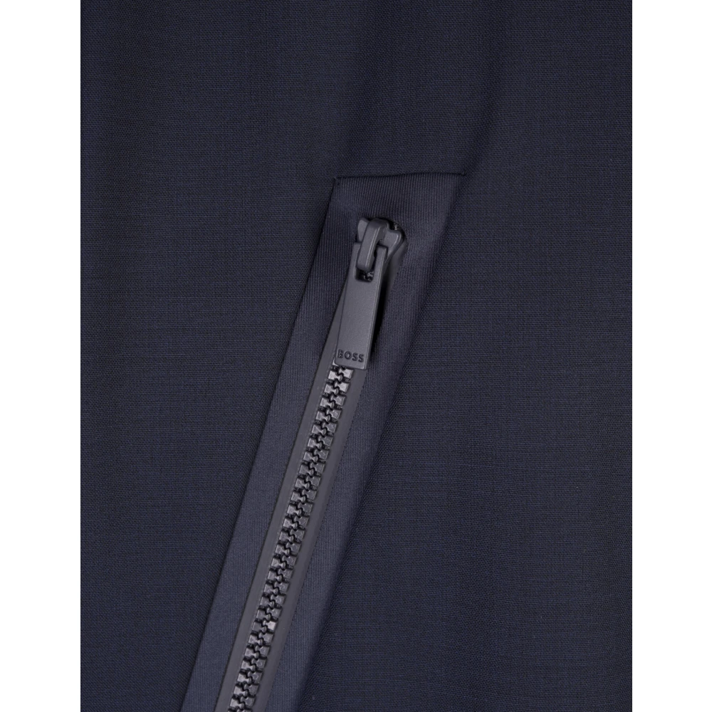Hugo Boss Blauwe Waterdichte Wollen Jas Blue Heren