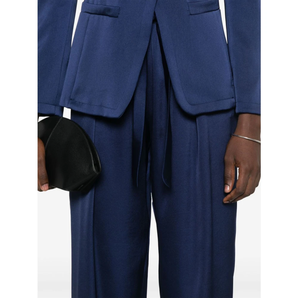 Emporio Armani Blauwe Satijnen Broek met Elastische Taille Blue Dames