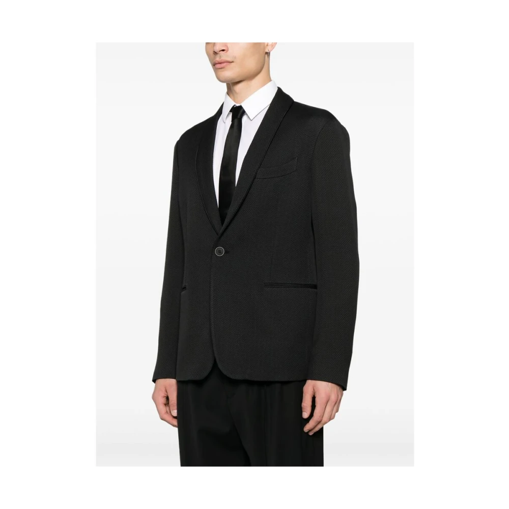 Giorgio Armani Zwarte Shawl Revers Jas Black Heren