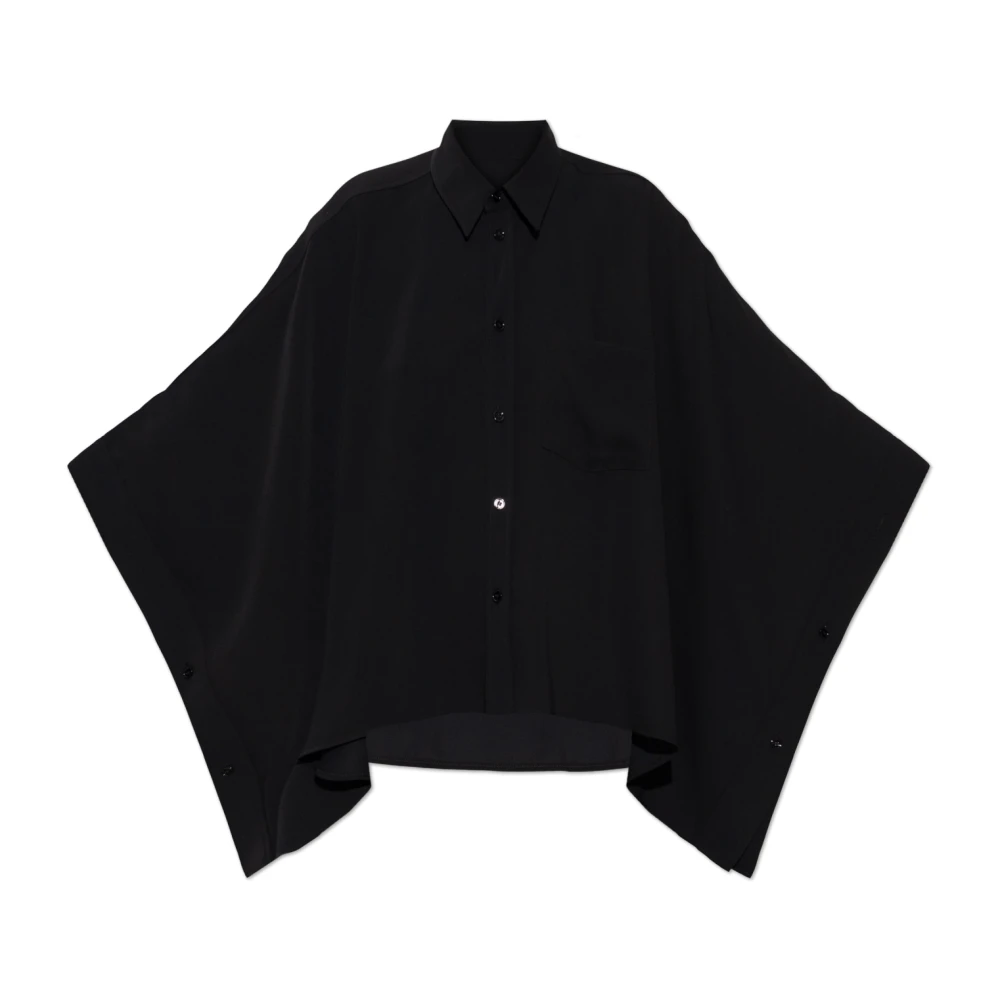 Mm6 Maison Margiela Donna Nero - Camicia Ampia Con Taschino - Blouses & Shirts - S