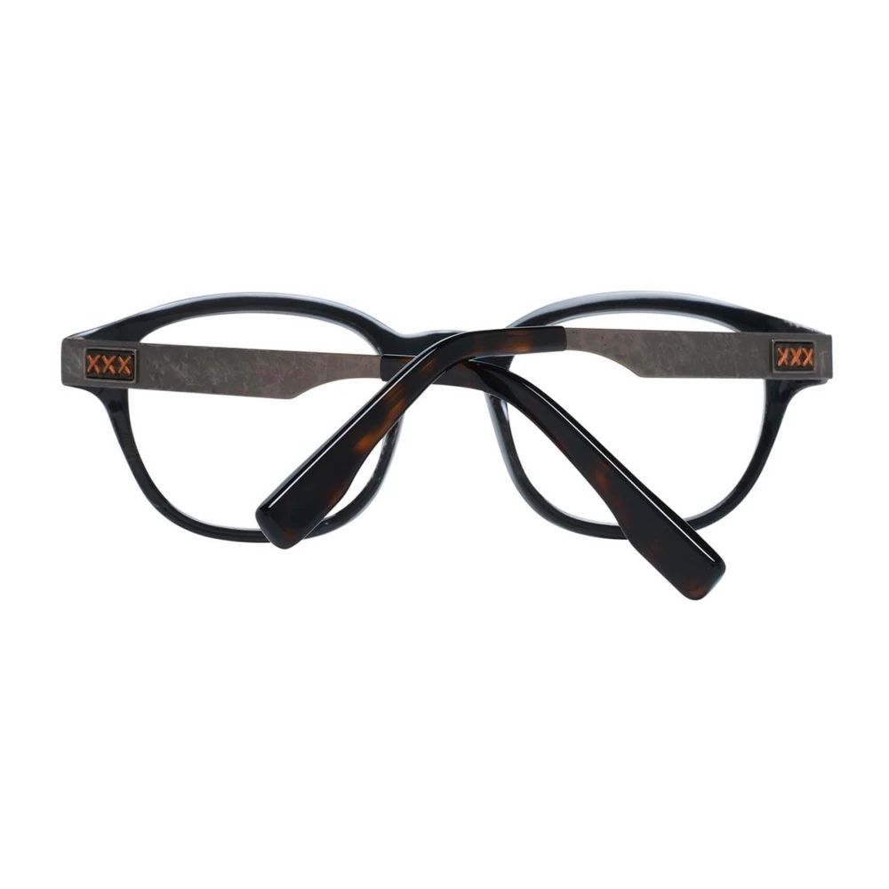 Ermenegildo Zegna Stijlvolle Horn Ronde Optische Monturen Black Heren