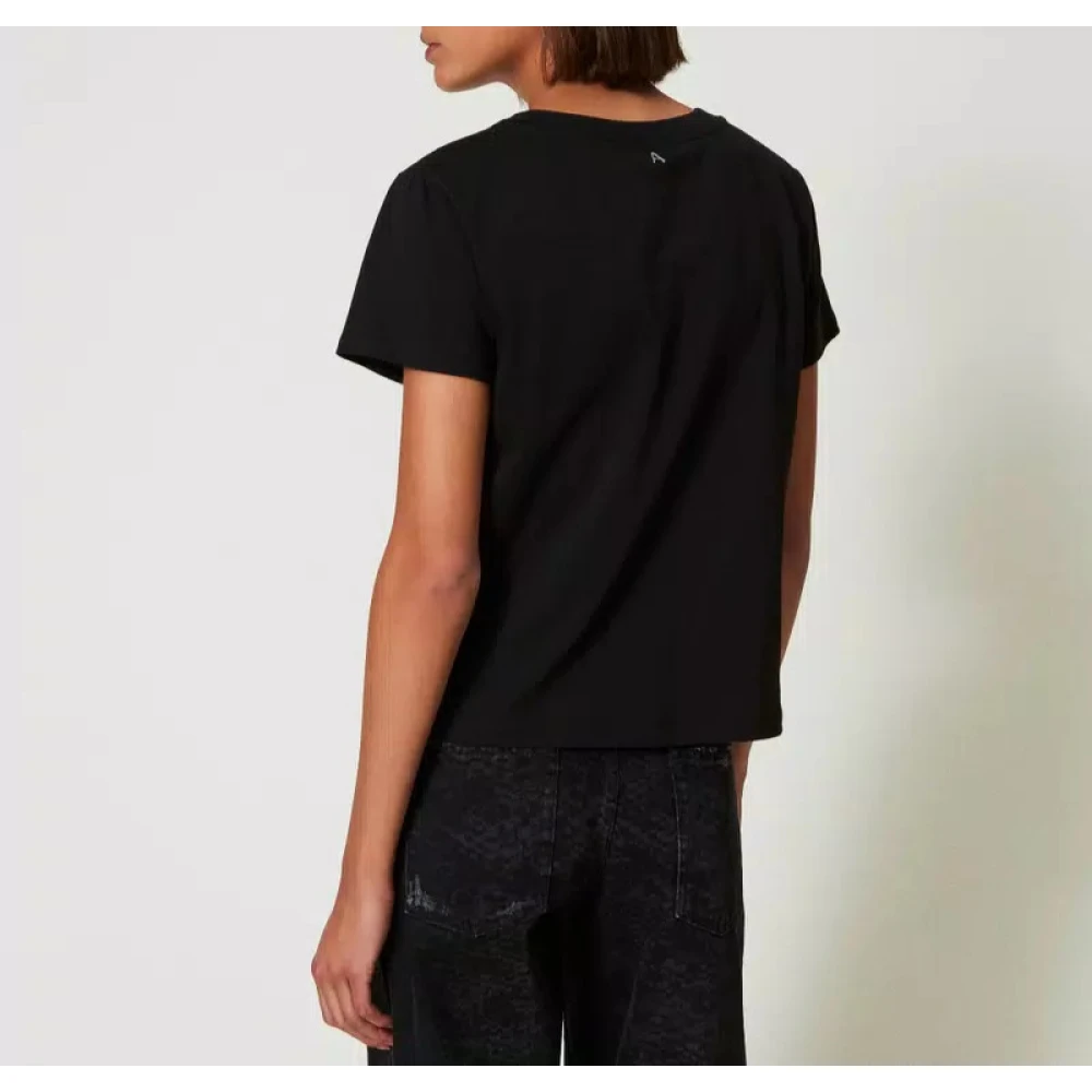 Twinset Geborduurd Organza T-shirt Black Dames