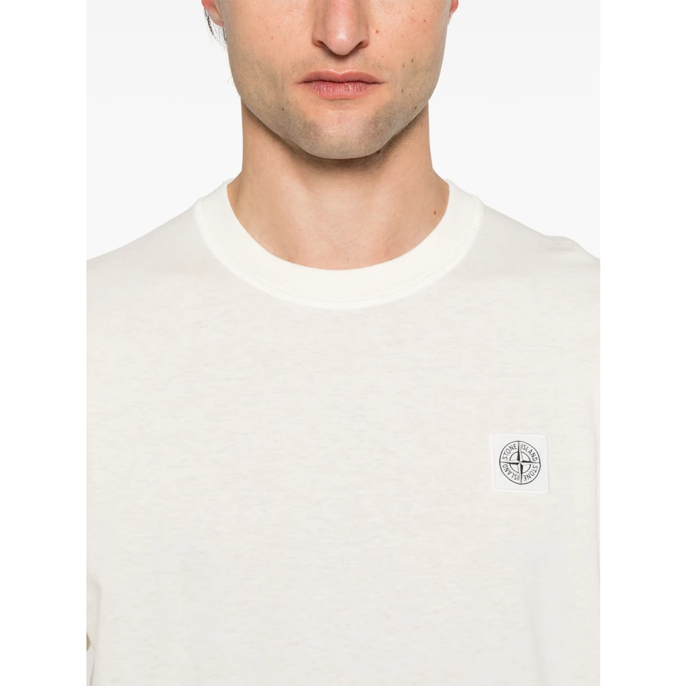 Stone Island Beige T-shirts en Polos met Compass Logo Beige Heren