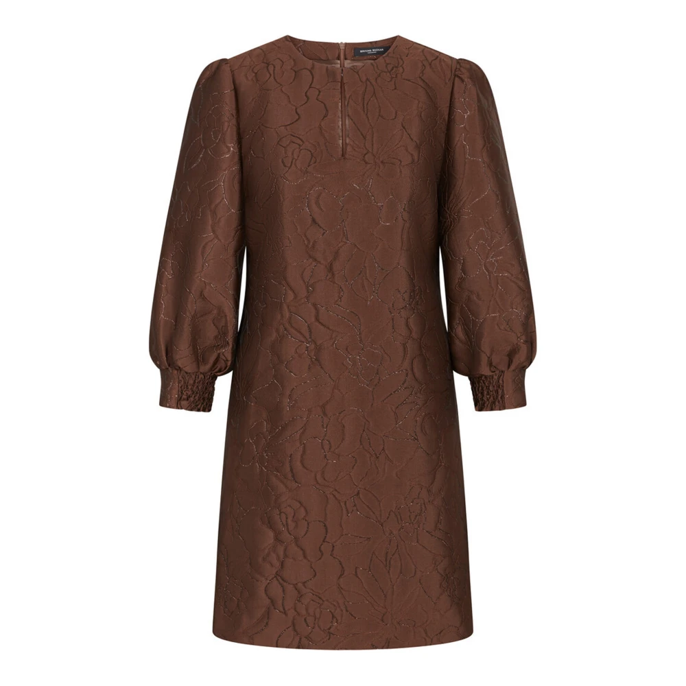 Bruuns Bazaar Bruine jurk met pofmouwen en glinsterende details Brown Dames