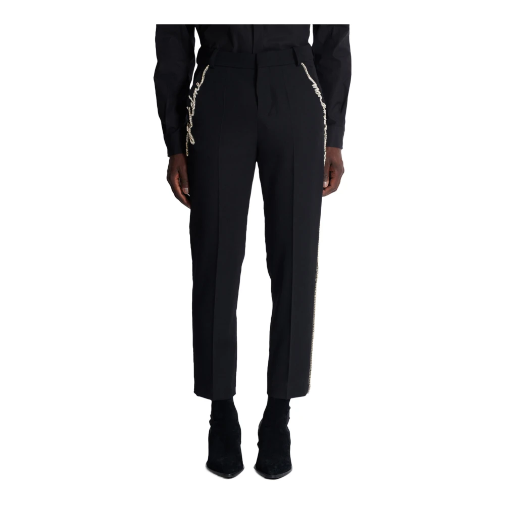 Balmain Geborduurde op maat gemaakte grain de poudre-broek Black Heren