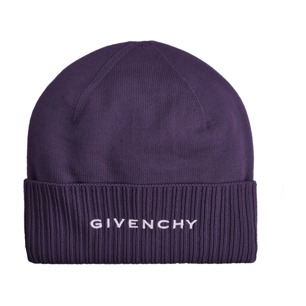 Givenchy Wollen Logo Hoed Purple Unisex