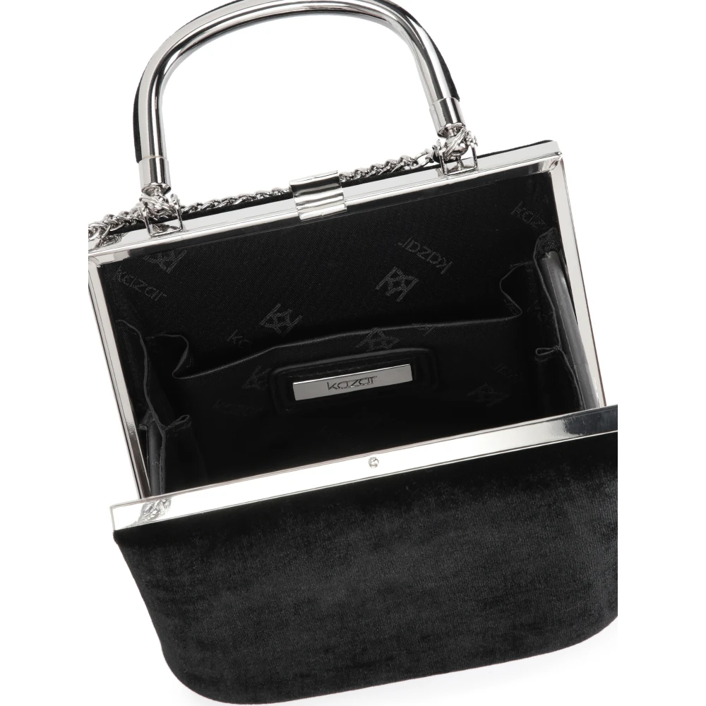 Kazar Klassieke Avondclutch met Metalen Handvat Black Dames
