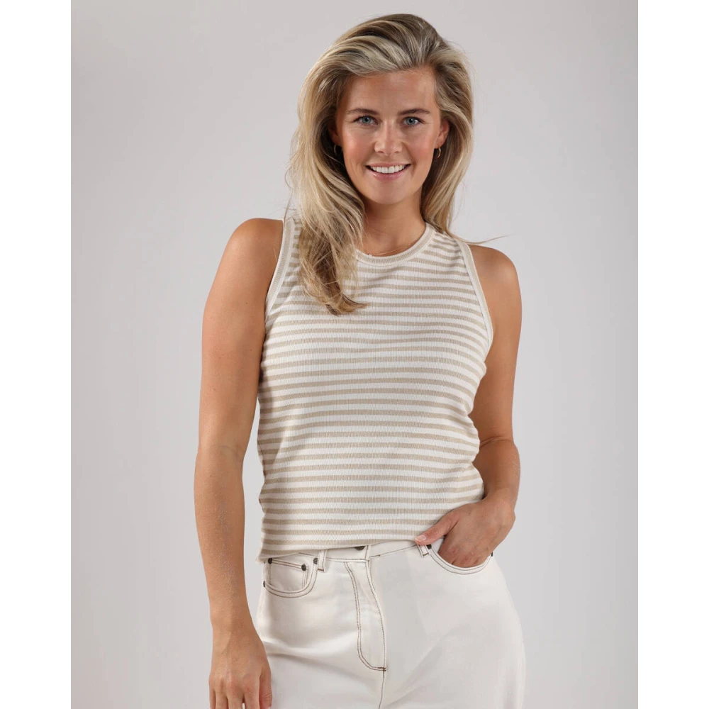 Nukus Gestreepte mouwloze top Stefania Yellow Dames