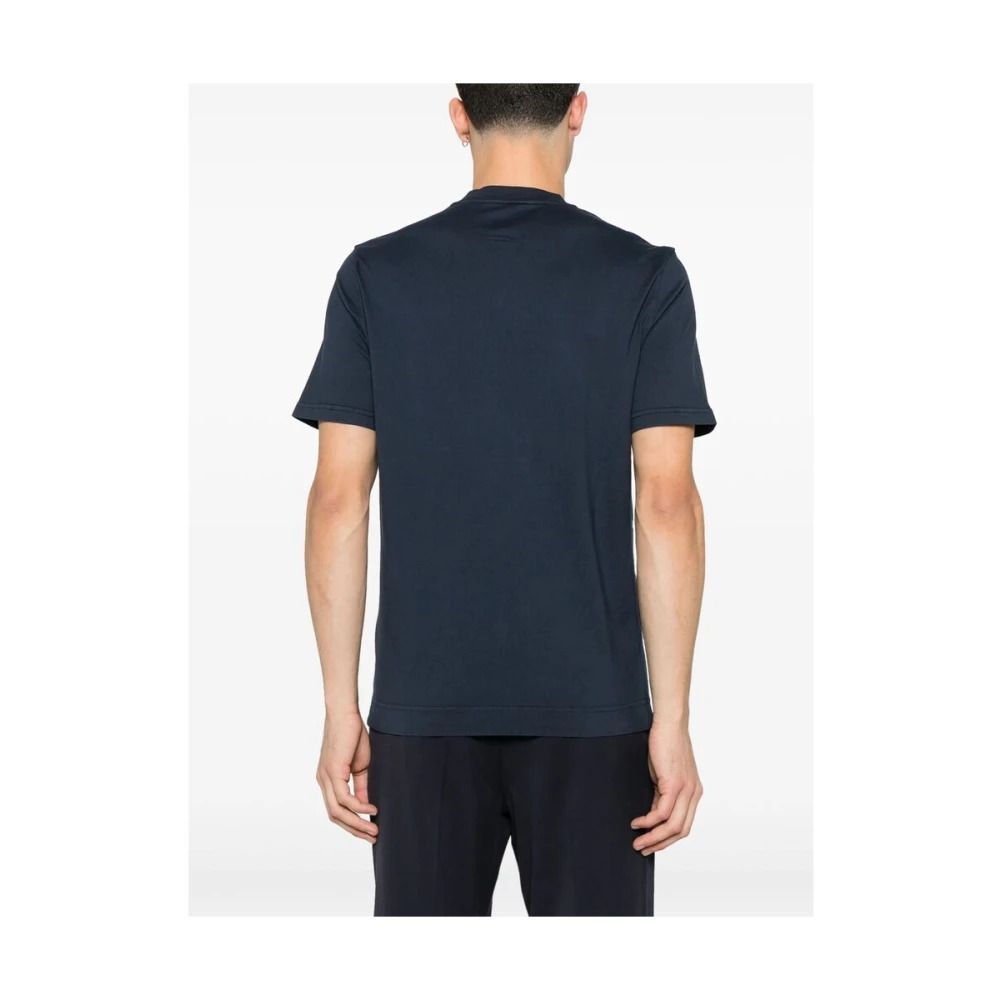 Fedeli Blauwe Crew Neck Korte Mouw T-shirt Blue Heren