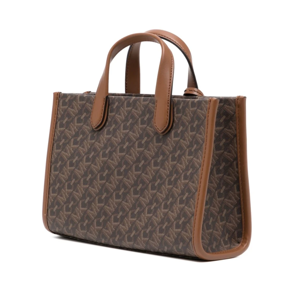 Michael Kors Monogram Patroon Leren Schoudertas Brown Dames