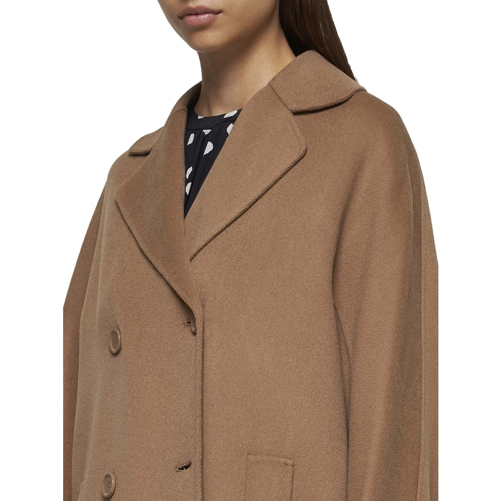 Max Mara Kameel Wol Dubbel-Borst Jas Brown Dames