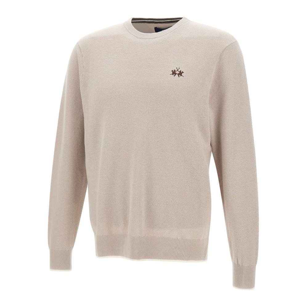 LA MARTINA Heren Wol Katoen Trui Honingraat Weefsel Beige Heren