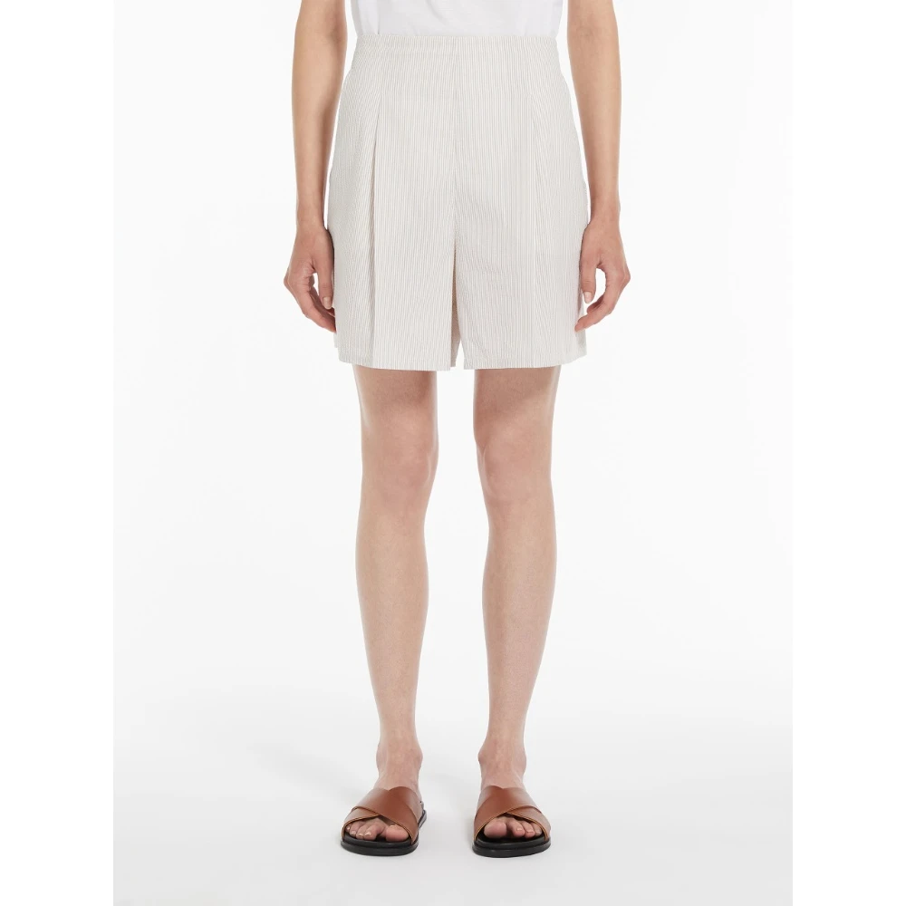 Max Mara Seersucker Katoenen Shorts Beige Dames
