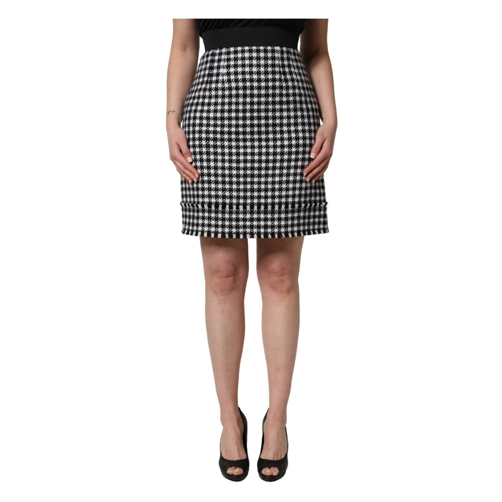 Dolce & Gabbana Women's Black Houndstooth Highwaist Mini Skirt - Short Skirts - Xs - Skirts