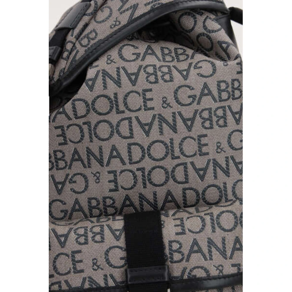 Dolce & Gabbana Canvas Resin Rugzak met Leren Afwerking Black Heren