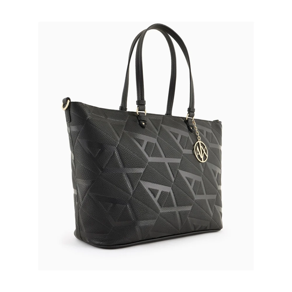 Armani Exchange Vierkante Zwarte Shopper Tas Black Dames