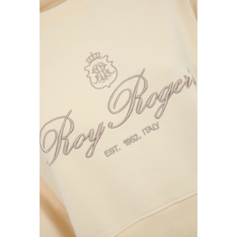 Roy Roger's Katoen Crème Geborduurde Sweater Beige Dames