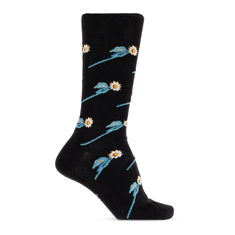 Paul Smith Mannelijk Zwart Floral Motif Socks