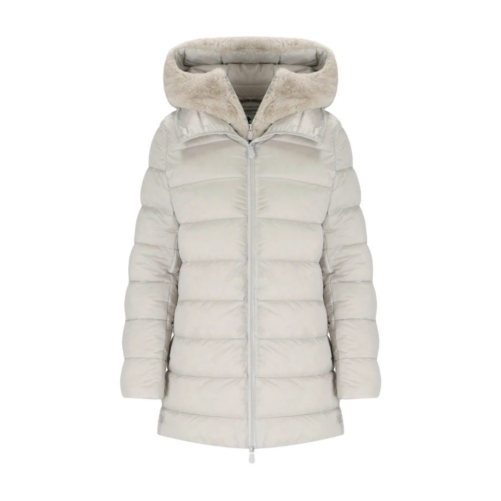 Save The Duck Matilda Grijze Gewatteerde Jas met Capuchon Gray Dames