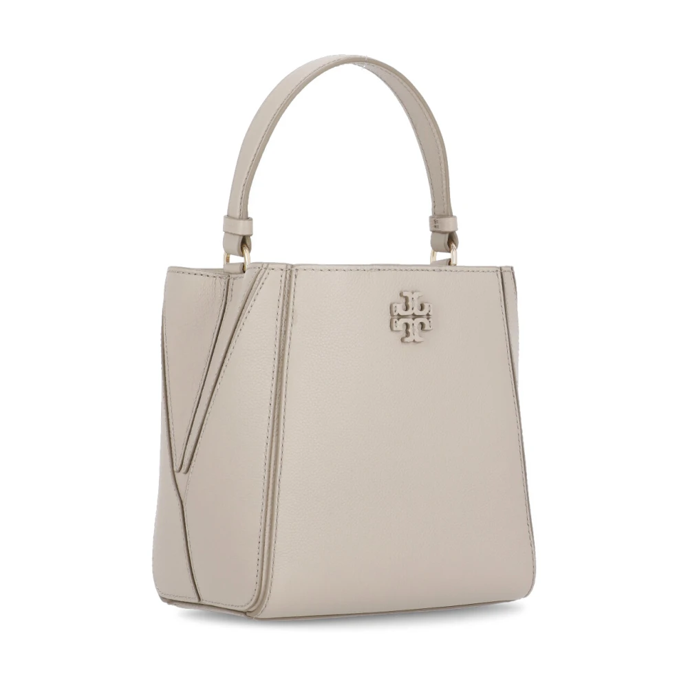 TORY BURCH Beige Leren Handtas met Logo Beige Dames