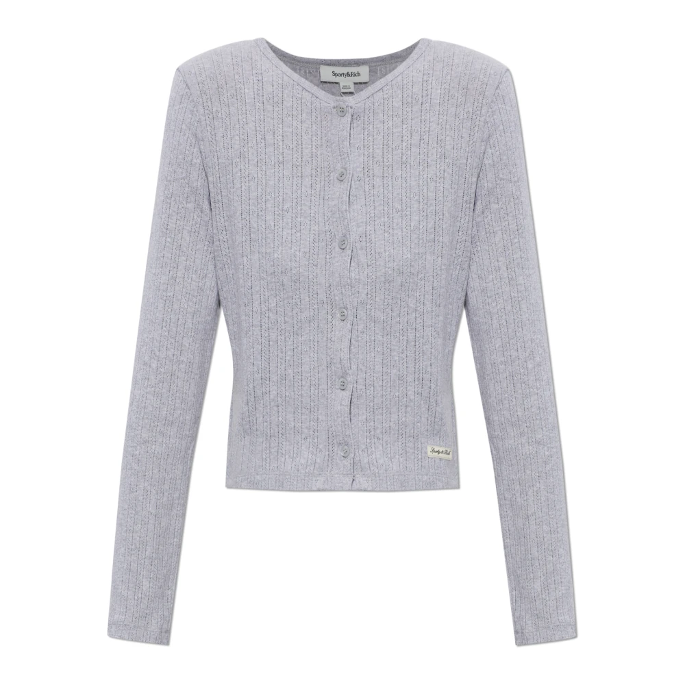 Sporty & Rich Gray Cotton Logo Cardigan - Female - Cardigans - S - Knitwear