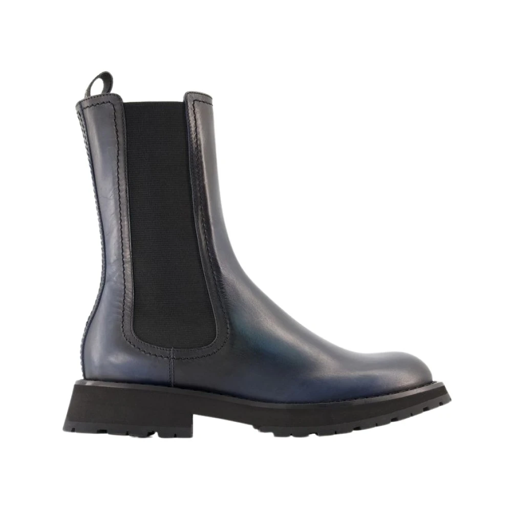 Alexander McQueen Klassiska Chelsea Boots i slätt kalvskinn Black, Herr