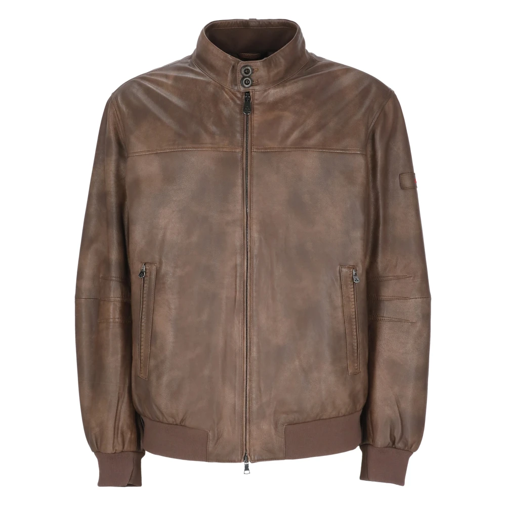 Peuterey Uomo Marrone - Giacca Bomber Trapuntata In Pelle - Jackets - L