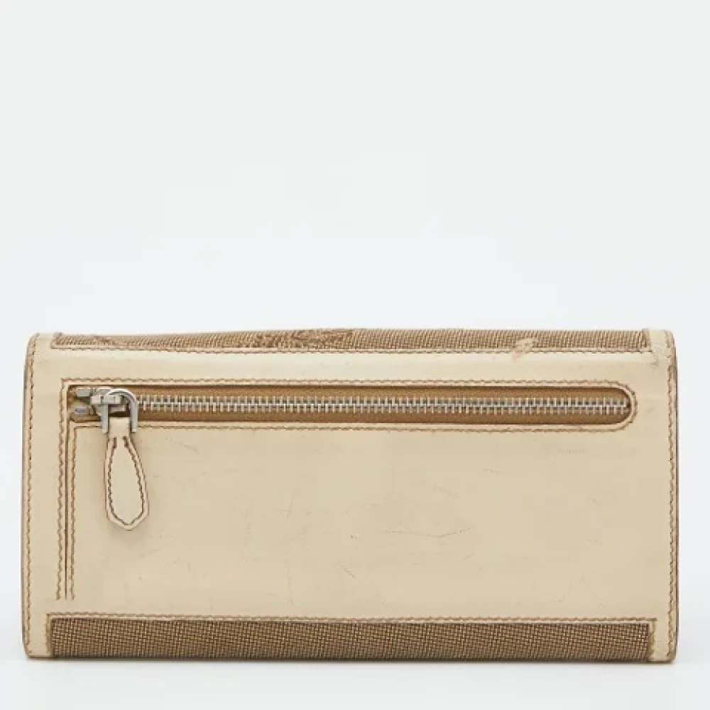Prada Vintage Pre-owned Canvas wallets Beige Dames