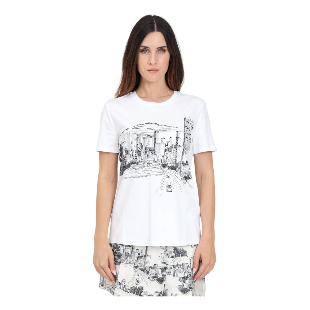 Max Mara Ernesta Wit Grafisch Print T-shirt White Dames