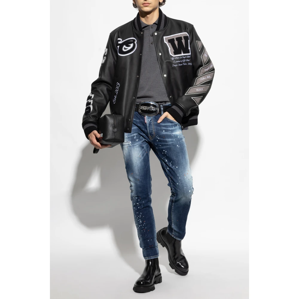 Dsquared2 Wollen polo met geborduurd logo Gray Heren