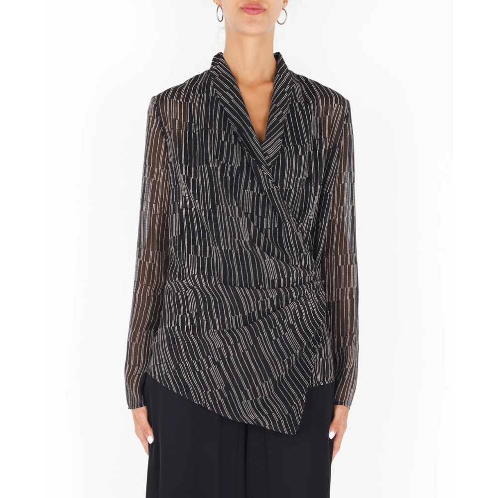 Manila Grace Gekruiste blouse Black Dames