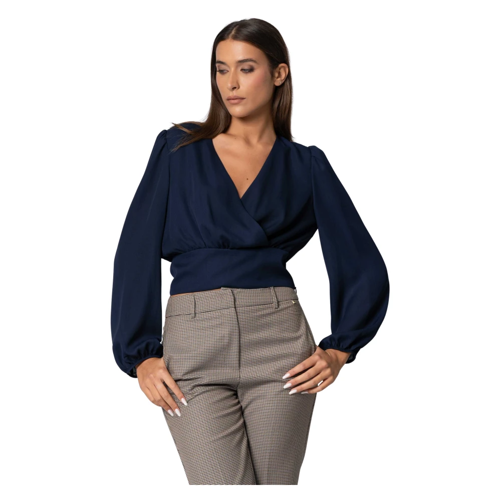 Kocca Women's Blue Chic Dropped Neck Gathered Blouse - Blouses - L - Blouses & Shirts