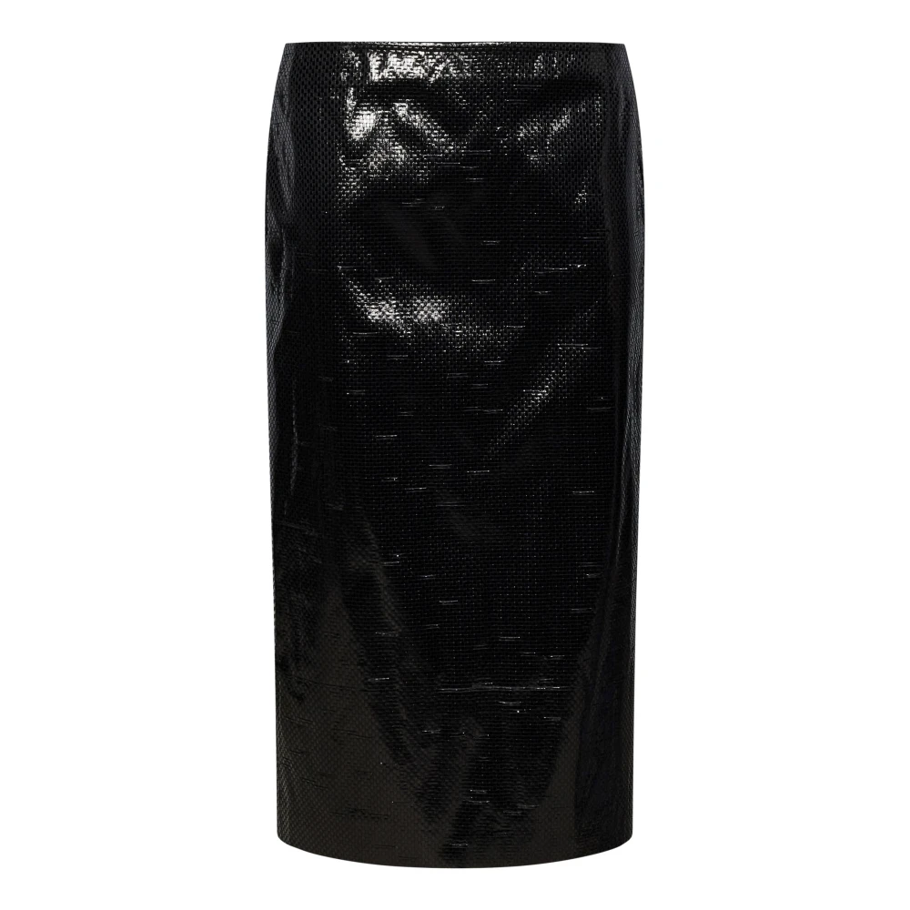 Alexander mcqueen Zwarte zijden rok met centrale split Black Dames