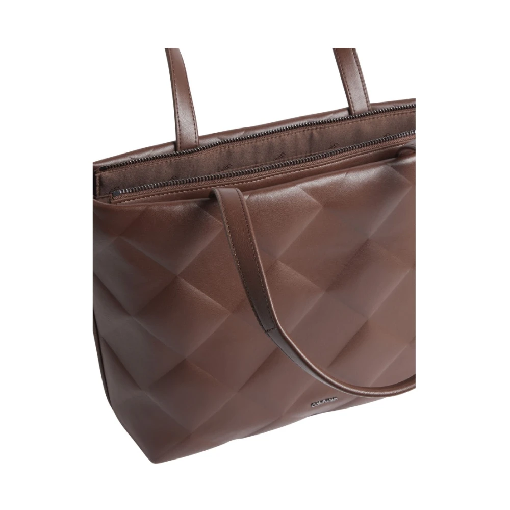Calvin Klein Bruine Diamant Quilt Shopper Handtas Brown Dames
