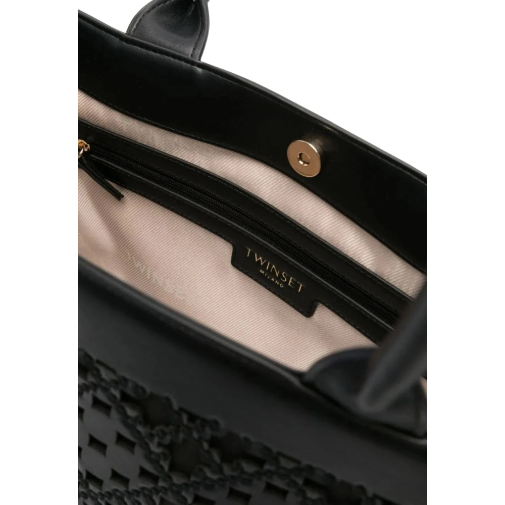 Twinset Zwarte Tas met Studs en Telefoonvak Black Dames