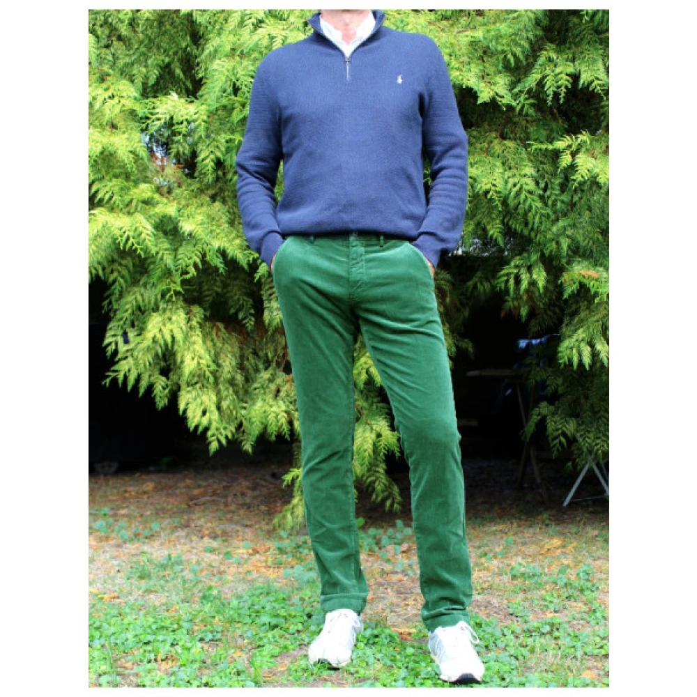 Mason's Slim Fit Fluweel Katoenen Chino Broek Green Heren