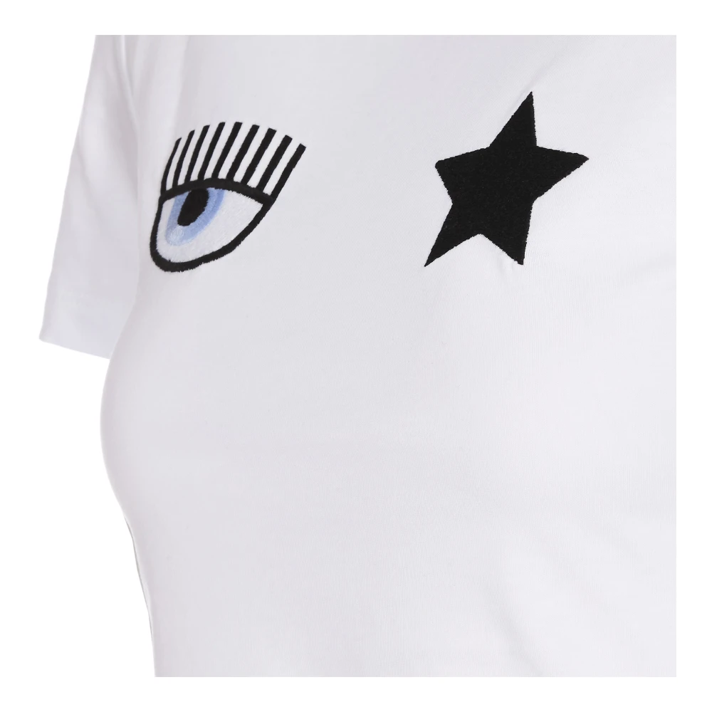 Chiara Ferragni Collection Wit Eye Star Logo T-Shirt White Dames
