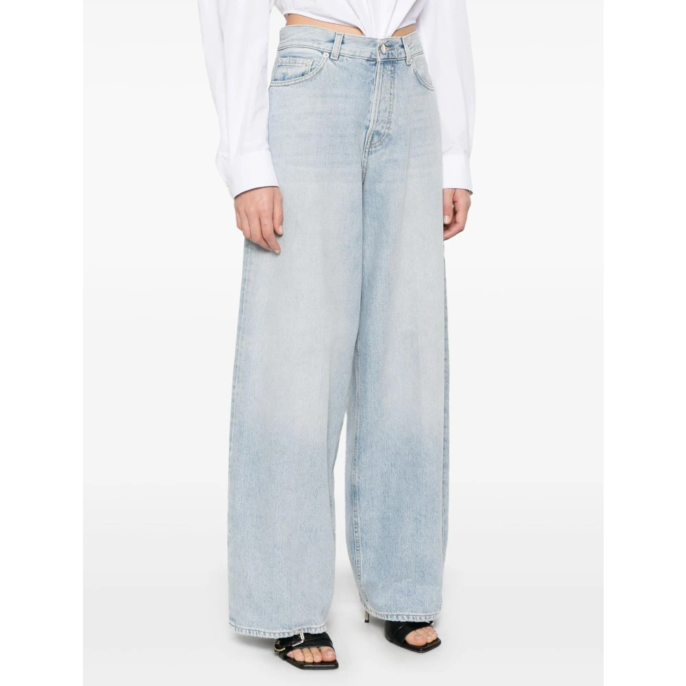 Haikure Front Button Wide Leg Jeans Blue Dames