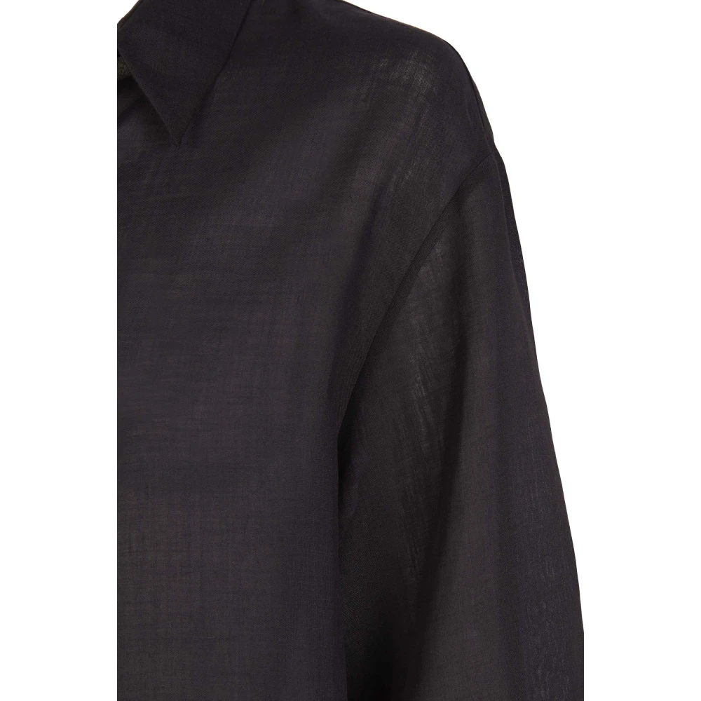 Cortana Dennis oversized shirt in zwart ramie Black Dames