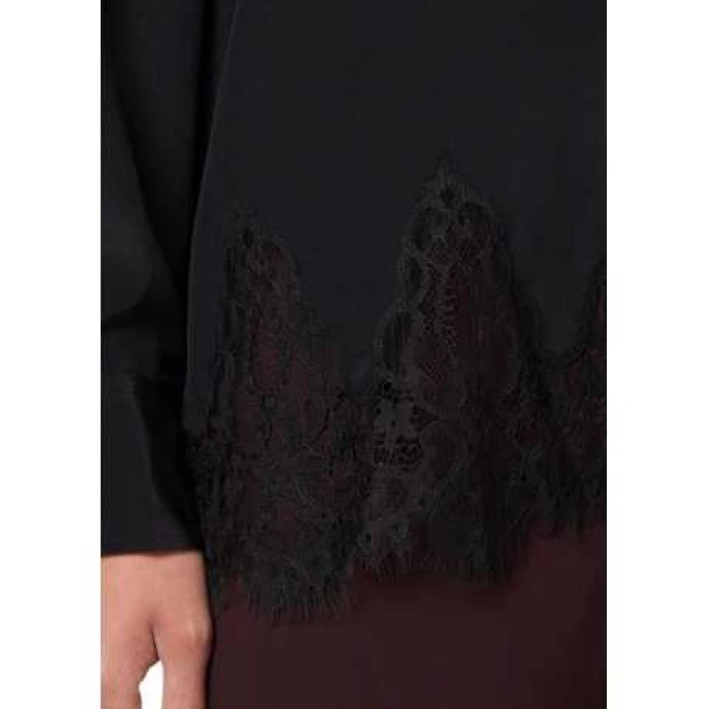 Paul Smith Zwarte Oversized Kant Zijden Chemise Black Dames