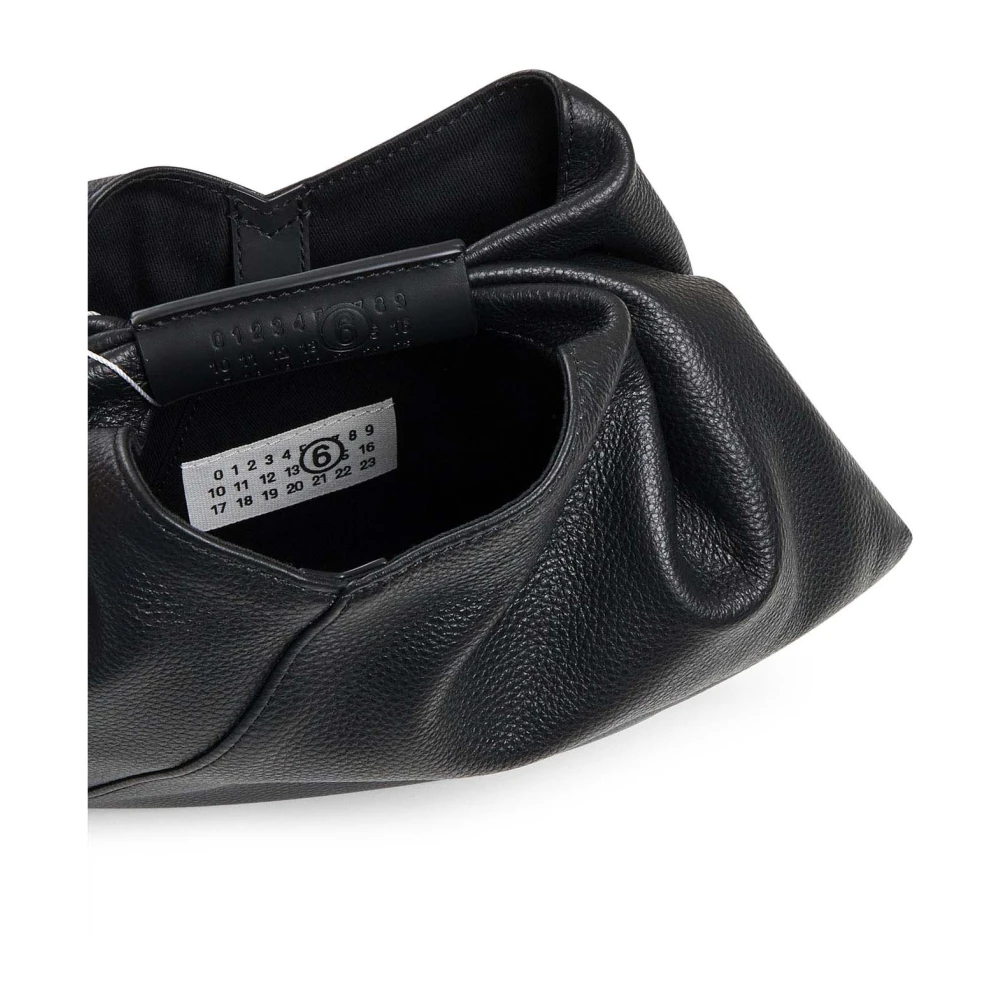 MM6 Maison Margiela Zwarte leren mini-tas met gedrapeerd design Black Dames